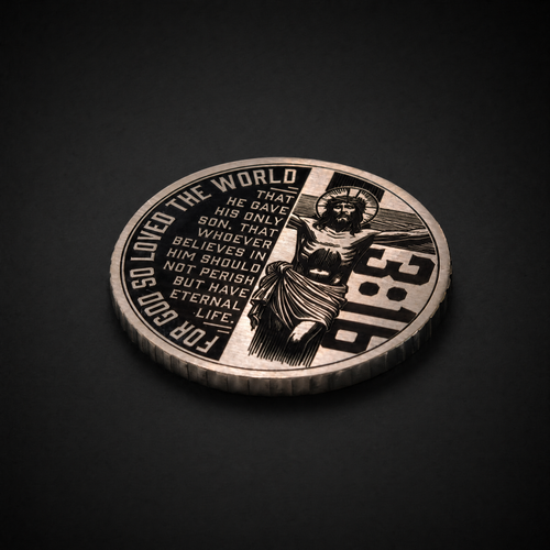 John 3:16 Solid Brass Display Coin (70mm) | Sacred Etch