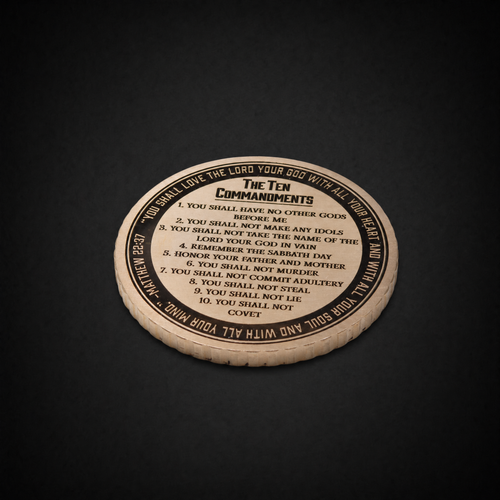 Ten Commandments Solid Brass Display Coin (70mm) | Sacred Etch