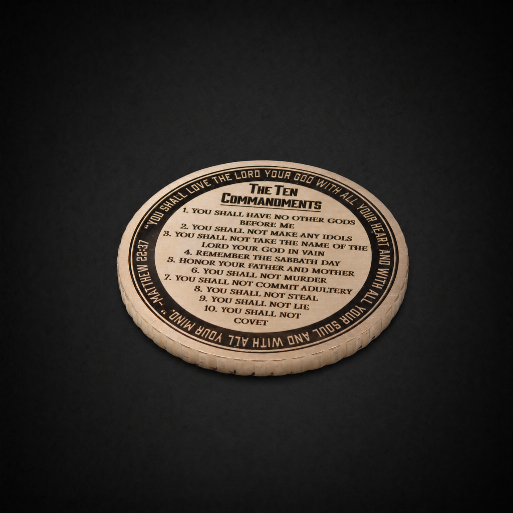 Ten Commandments Solid Brass Display Coin (70mm) | Sacred Etch