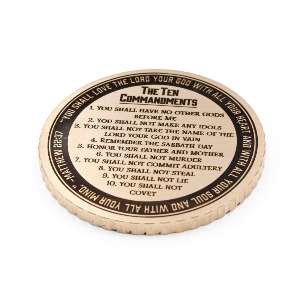 The Ten Commandments Solid Brass Display Coin - 70mm Premium Faith Statement Piece