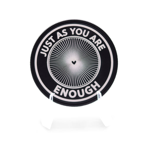 Enough Limited Edition Coin (50mm Black Anodized Aluminum) | Sacred Etch