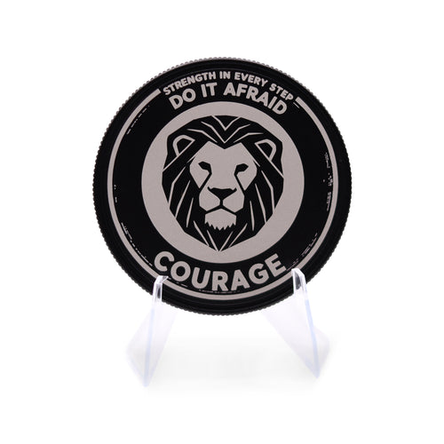 Courage Limited Edition Coin (50mm Black Anodized Aluminum) | Sacred Etch