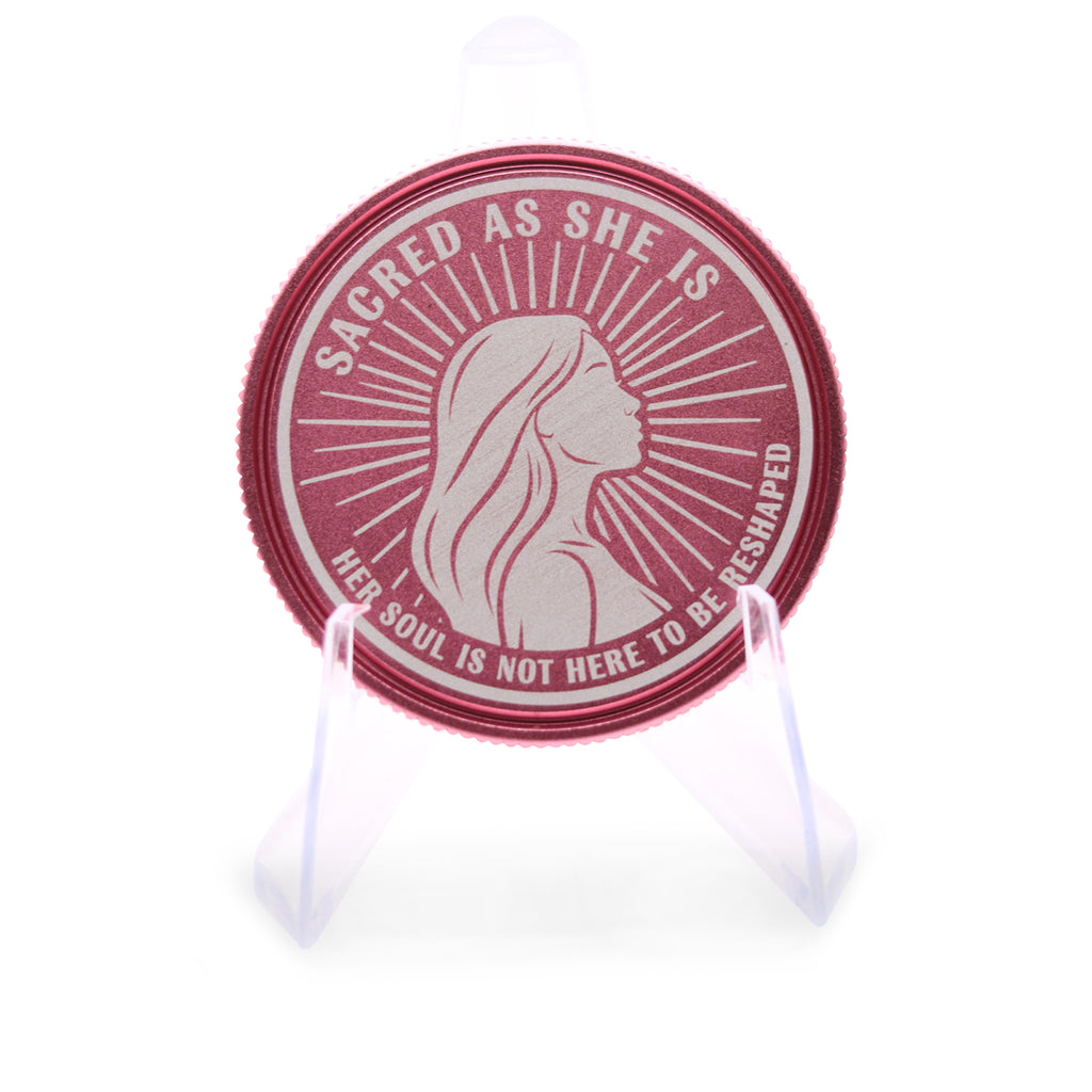 Sacred As She Is – Limited Edition Pink Empowerment Coin (40mm)